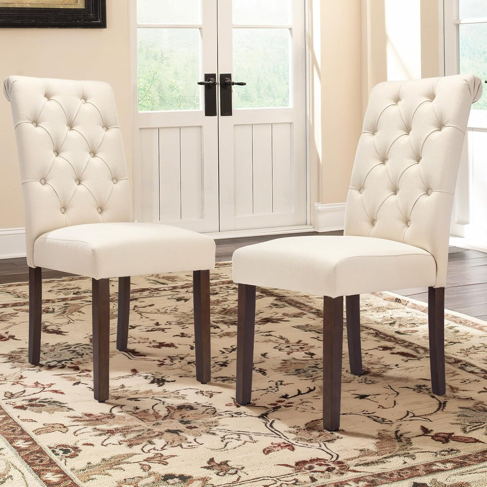COLAMY Tufted Dining Chairs Set of 2, Accent Parsons Diner Chair Upholstered ...