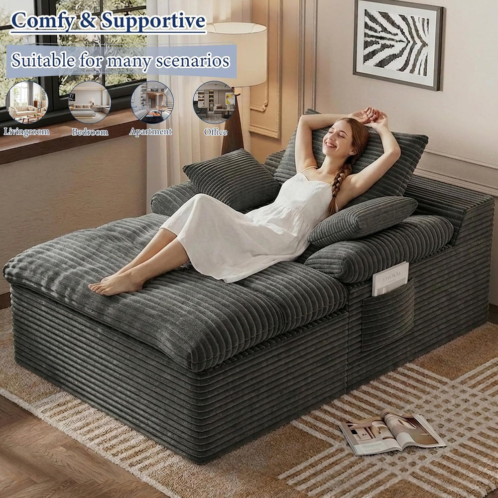 65" Chaise Lounge Chair Indoor, Oversized Chaise Lounge | No assembly | ...