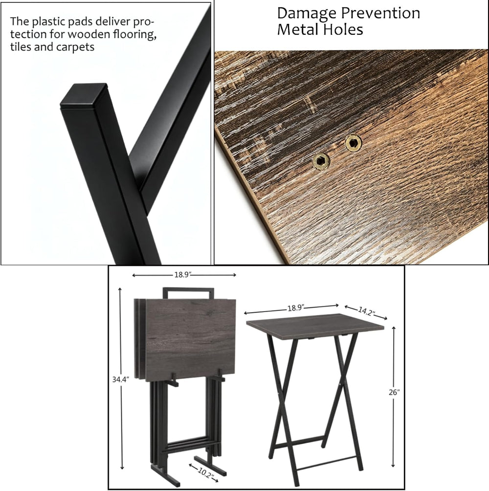 Folding TV Tray Table, Set of 2 Small Table, TV Dinner Table, Snack Tray Tabl...
