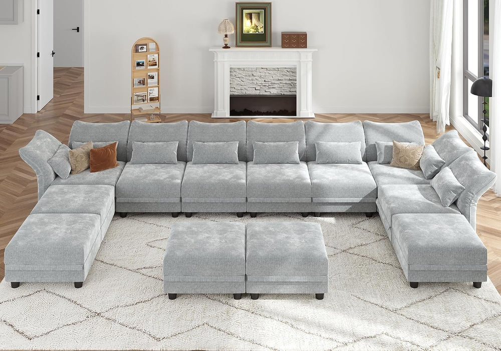 LLappuil 179" Oversized Modular Sectional Sofa with Storage Seat 12 Piec...