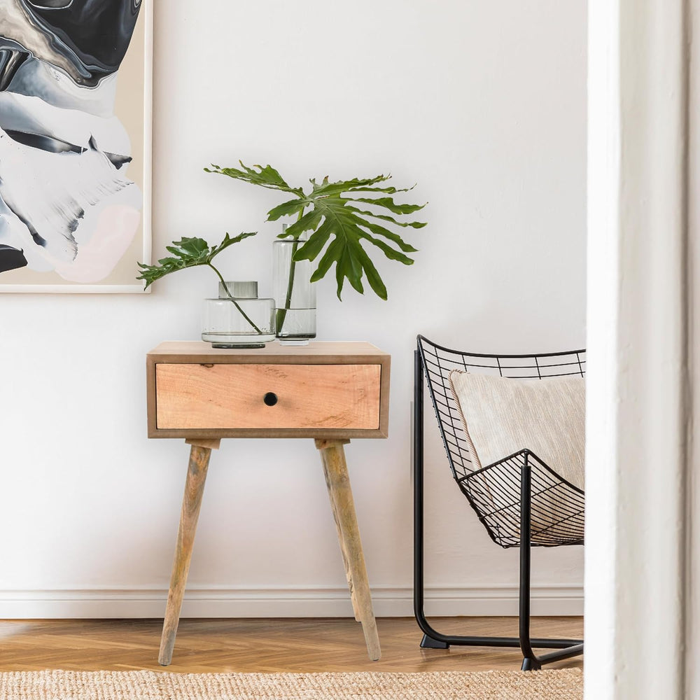 Decor Therapy Side Table with 1-Drawer, Modern Design, Easy Assemble, Natural...