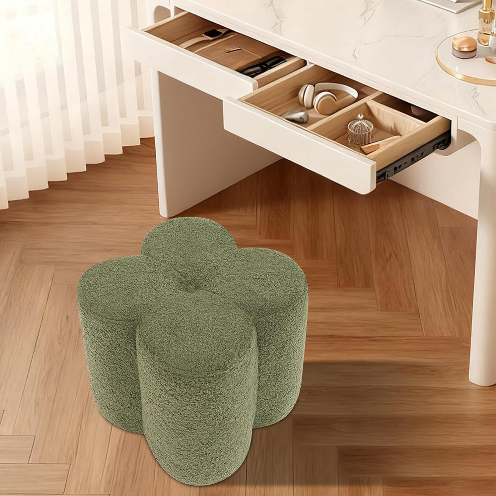 Pouf Ottoman, Flower Footrest Vanity Stool, 14.96"x15.74" Footstool...