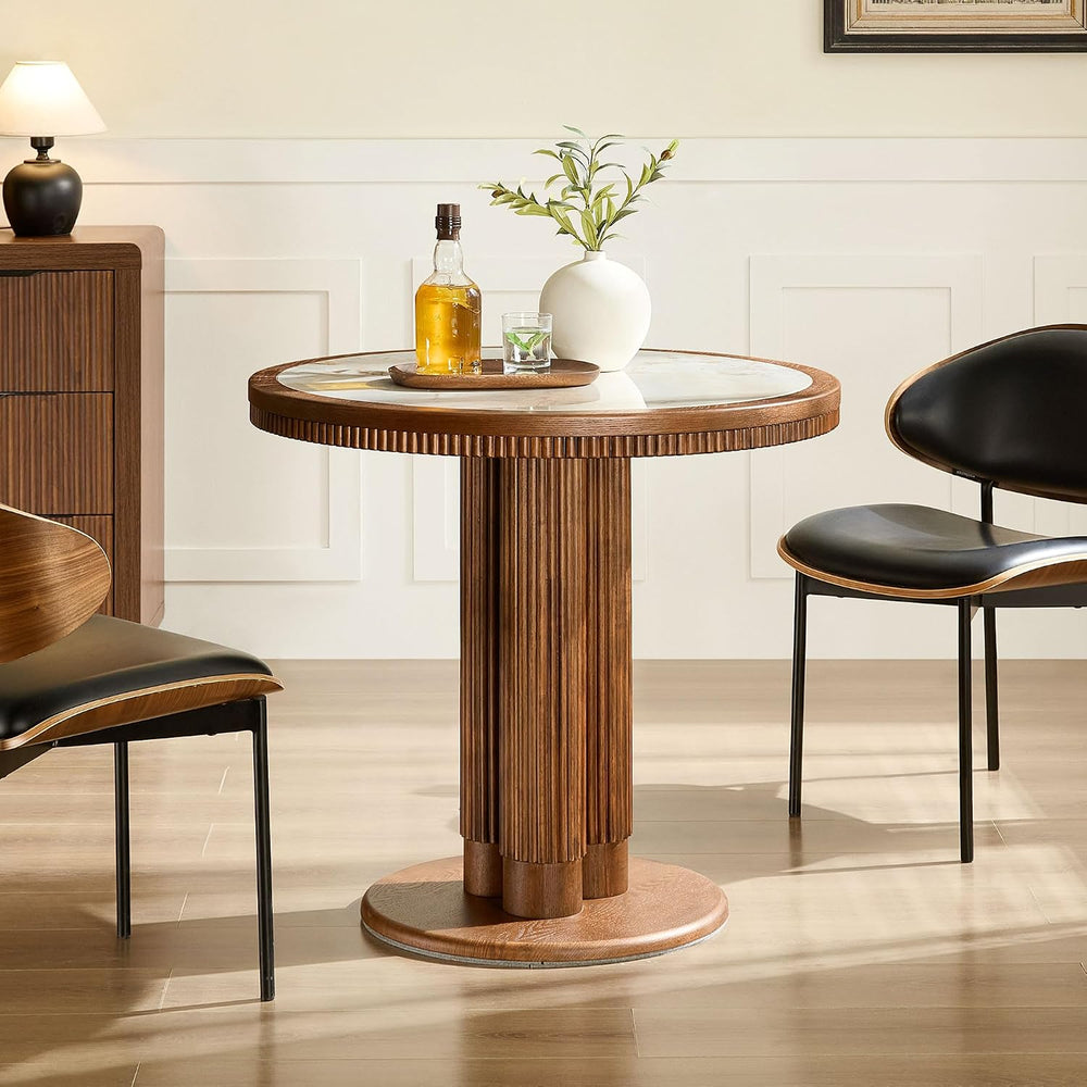 33.07 inch Mid-Century Round Dining Table for 2-4 People, 9mm Sintered Stone ...