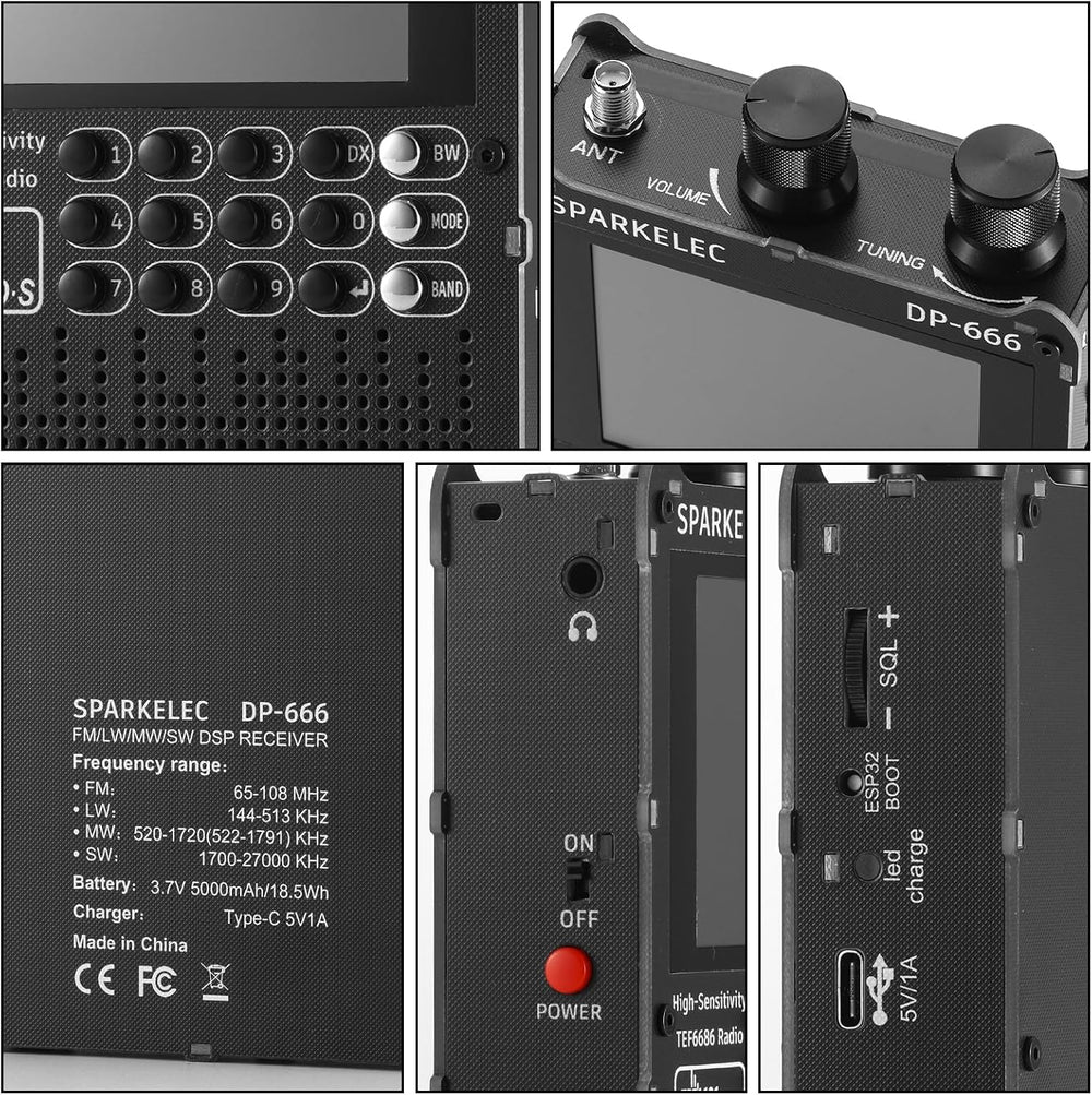 DP-666 Full Band DSP Radio with TEF6686 Chip, Professional AM/FM/LW/MW/SW RDS...