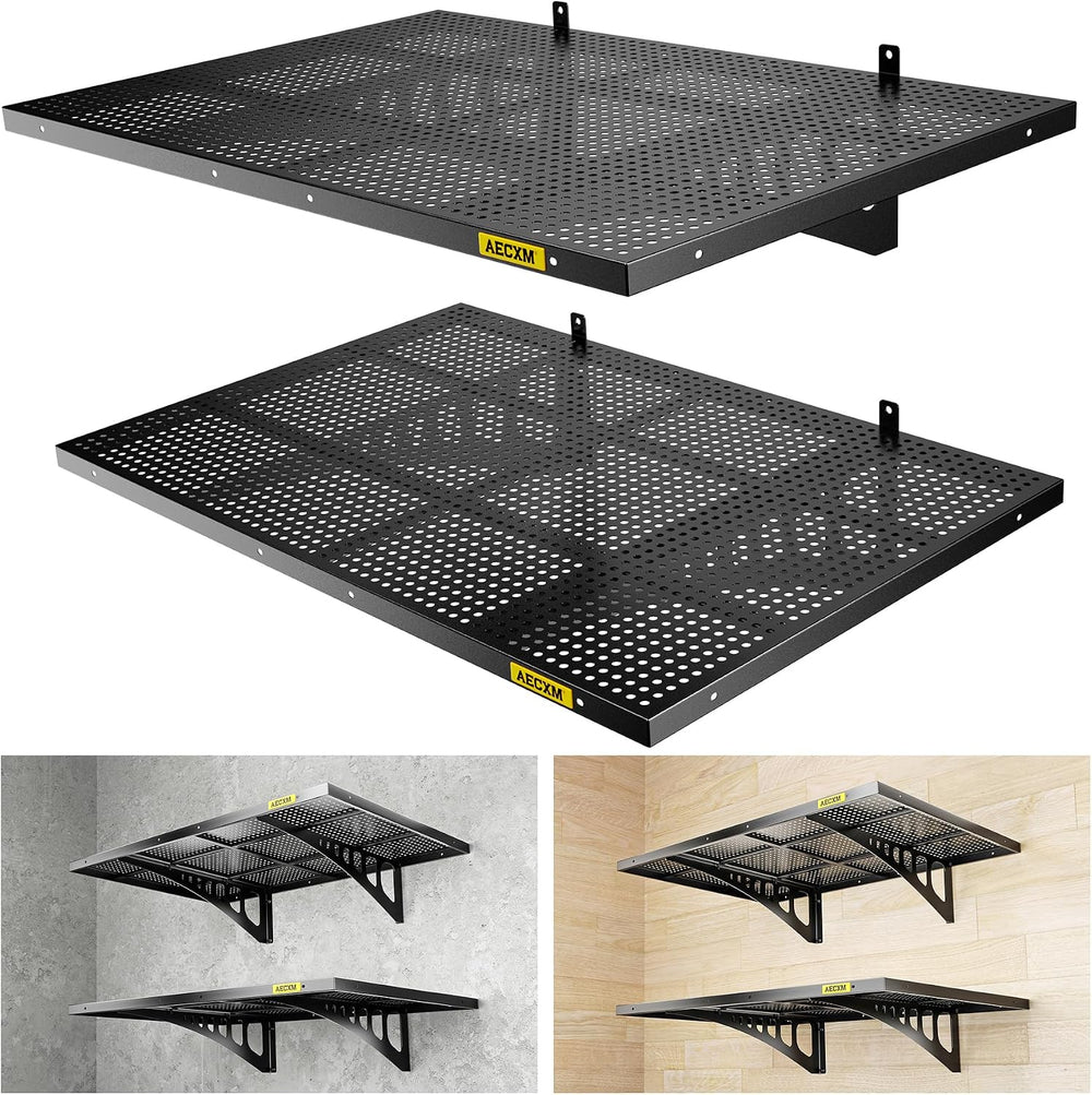 Aecxm 2-Pack 2x3ft Adjustable Garage Wall Shelving 560lbs Load Capacity Heavy...