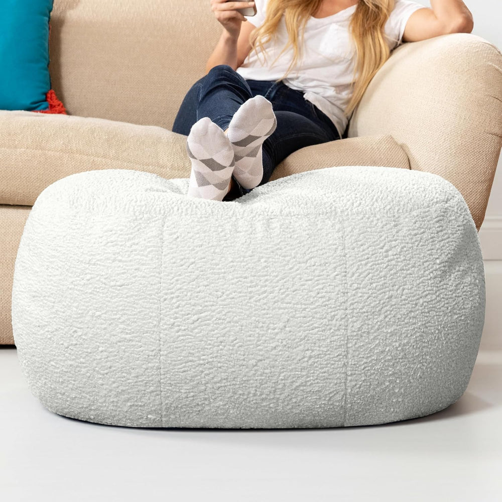 Jaxx Ellis Ottoman Shearling Faux-Lamb Plush Pouf for Modern Interior Design,...