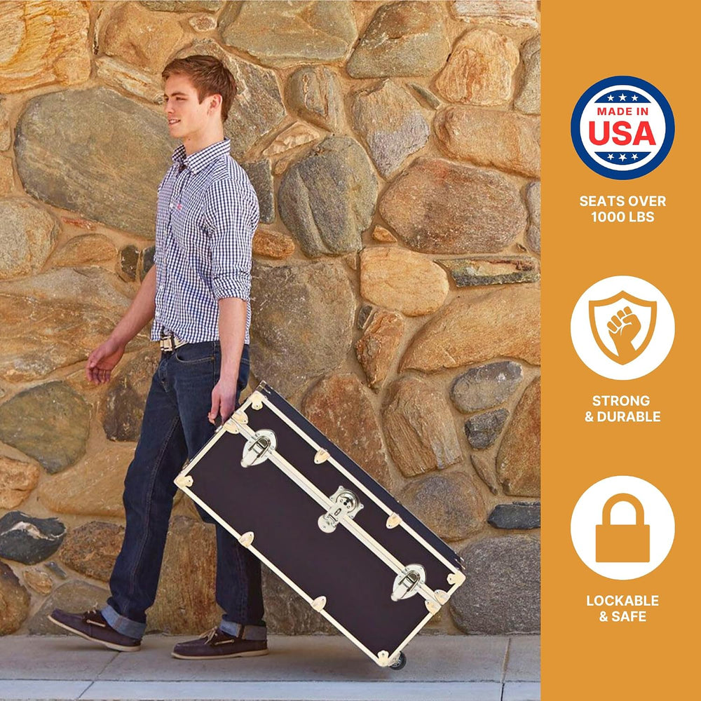 Rhino Small Essential Trunk with Wheels, Camp Footlocker, Dorm Storage | 30&q...