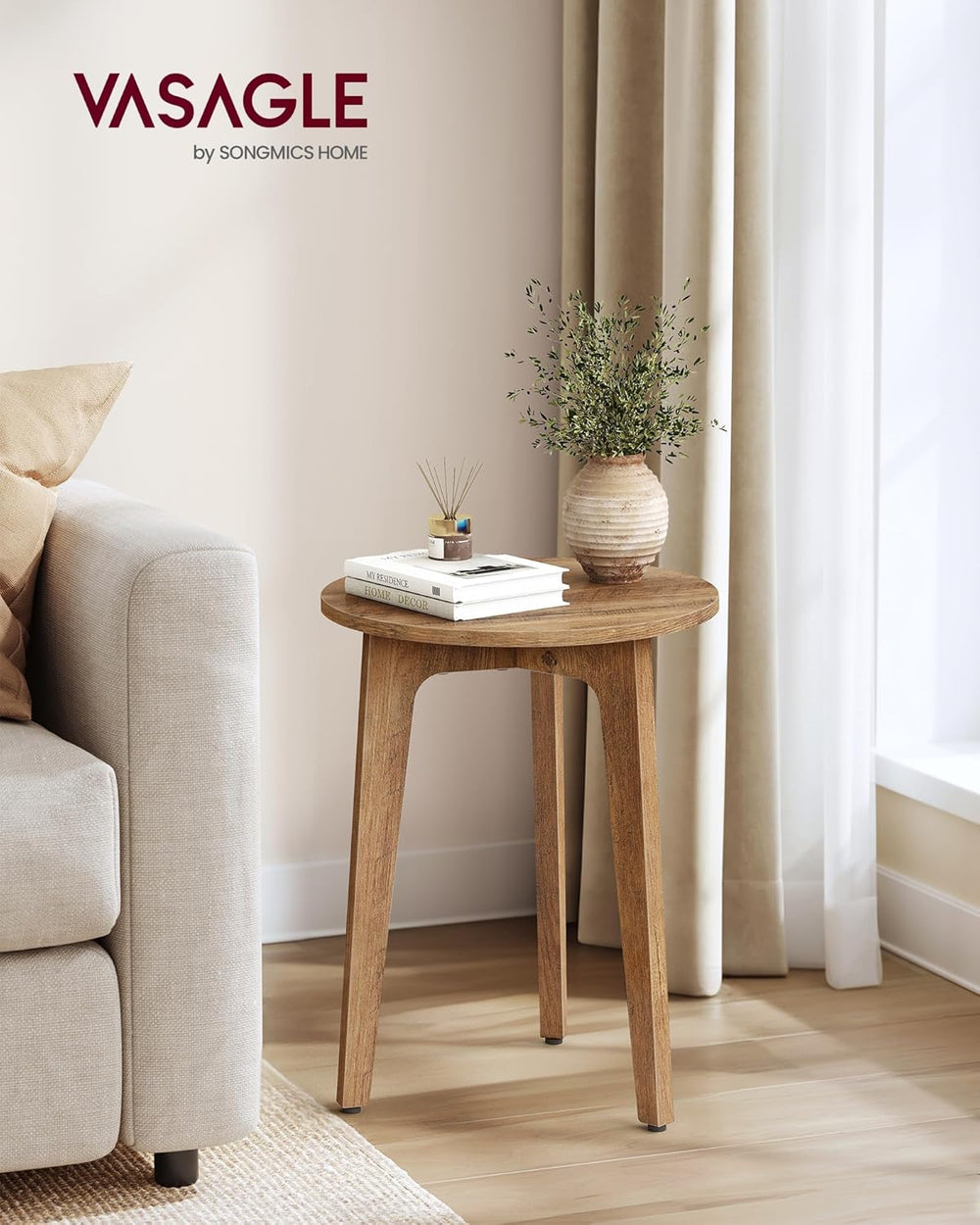 VASAGLE MAEZO Collection - Small Side Table, Round End Table, Nightstand with...