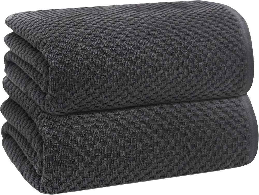 COTTON CRAFT Euro Spa Waffle Weave Bath Sheets - Set of 2 Grey Towel Sheets