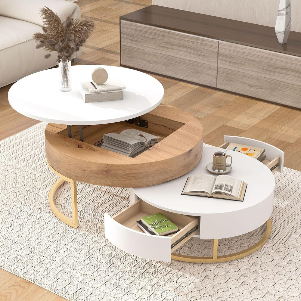 KEVINSPACE Nesting Table Set of 2 Modern, Lift-top Accent Coffee Tables with ...