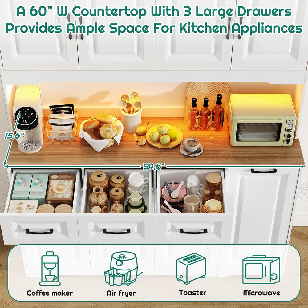 72" Tall 60" Wide Extra Large Pantry Storage Cabinet w/Power Outlet...