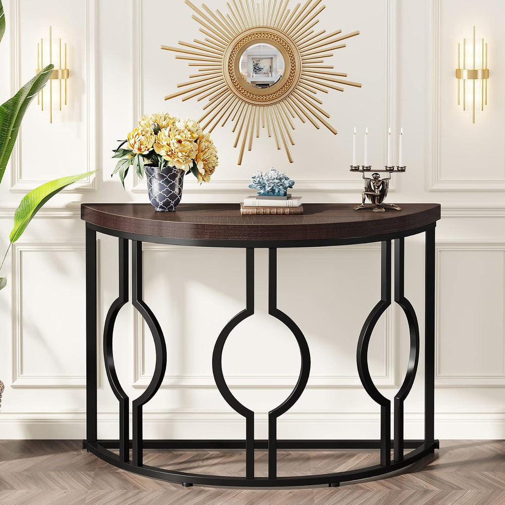 Tribesigns Half Moon Console Table for Entryway, 43 Inch Industrial Semi Circ...