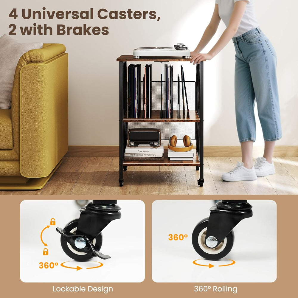 Giantex Record Player Stand with Charging Station, Turntable Stand with Recor...
