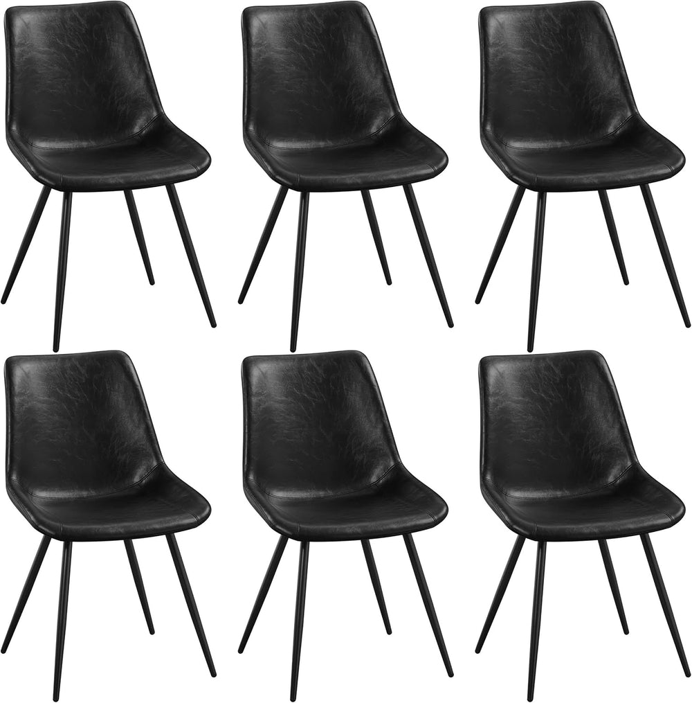 Yaheetech Dining Chairs Set of 6 Mid Century Modern Kitchen Chairs Black