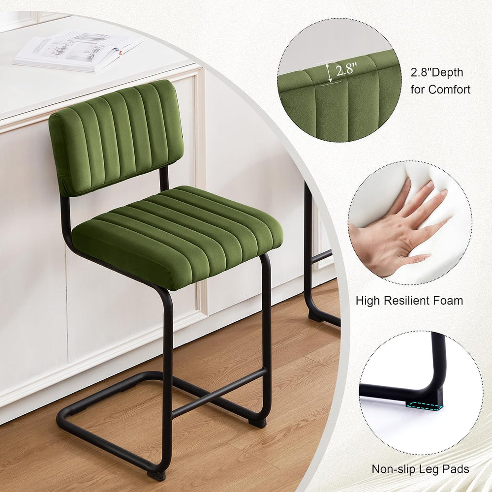 Flouki 24.6 Inches Bar Stools Set of 2, Cantilever Counter Height Barstools, ...