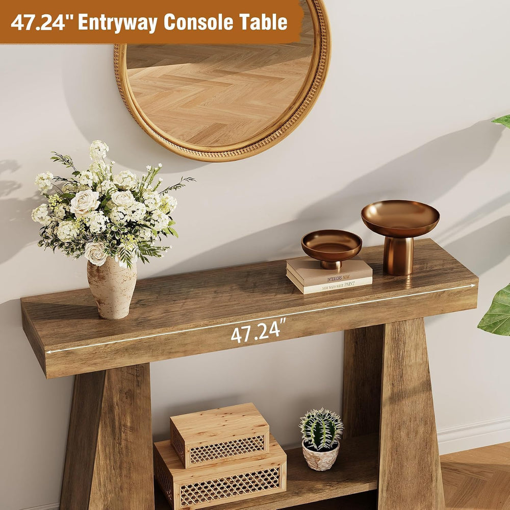 47.24" Farmhouse Entryway Console Table, Narrow Sofa Table Behind Couch,...