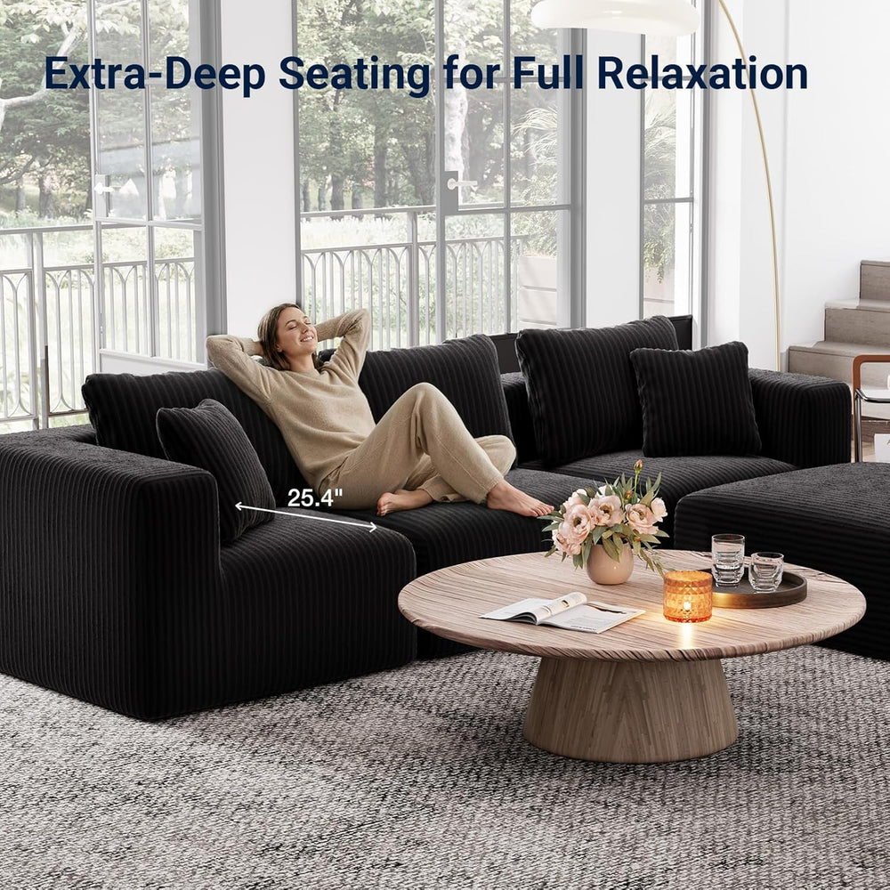 Avenco 141” 6-Seat Modular Sectional Sofa Couch, Individually Wrapped Coil Su...