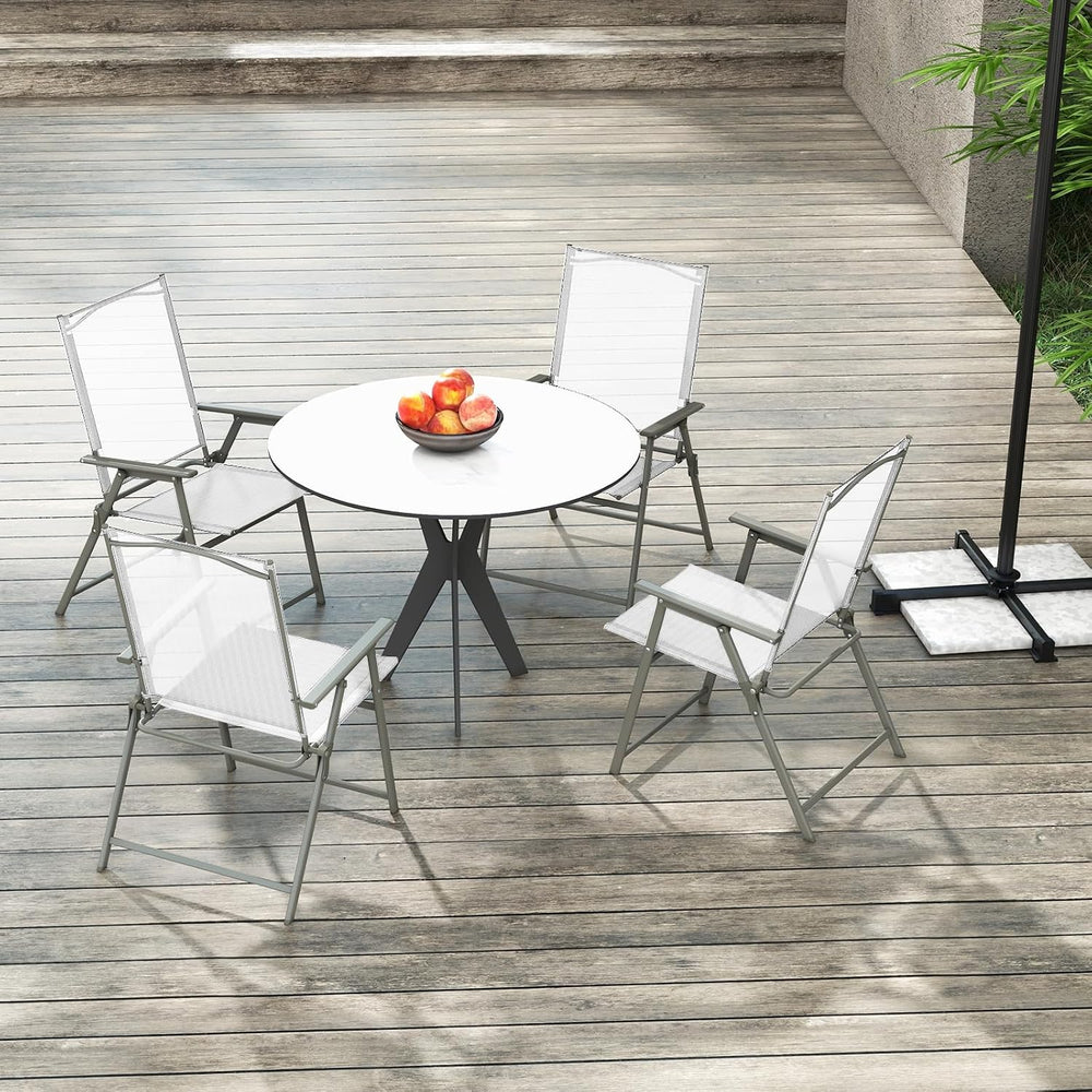 Tangkula Set of 2 Patio Folding Chairs, High Back Dining Chairs with Weather-...