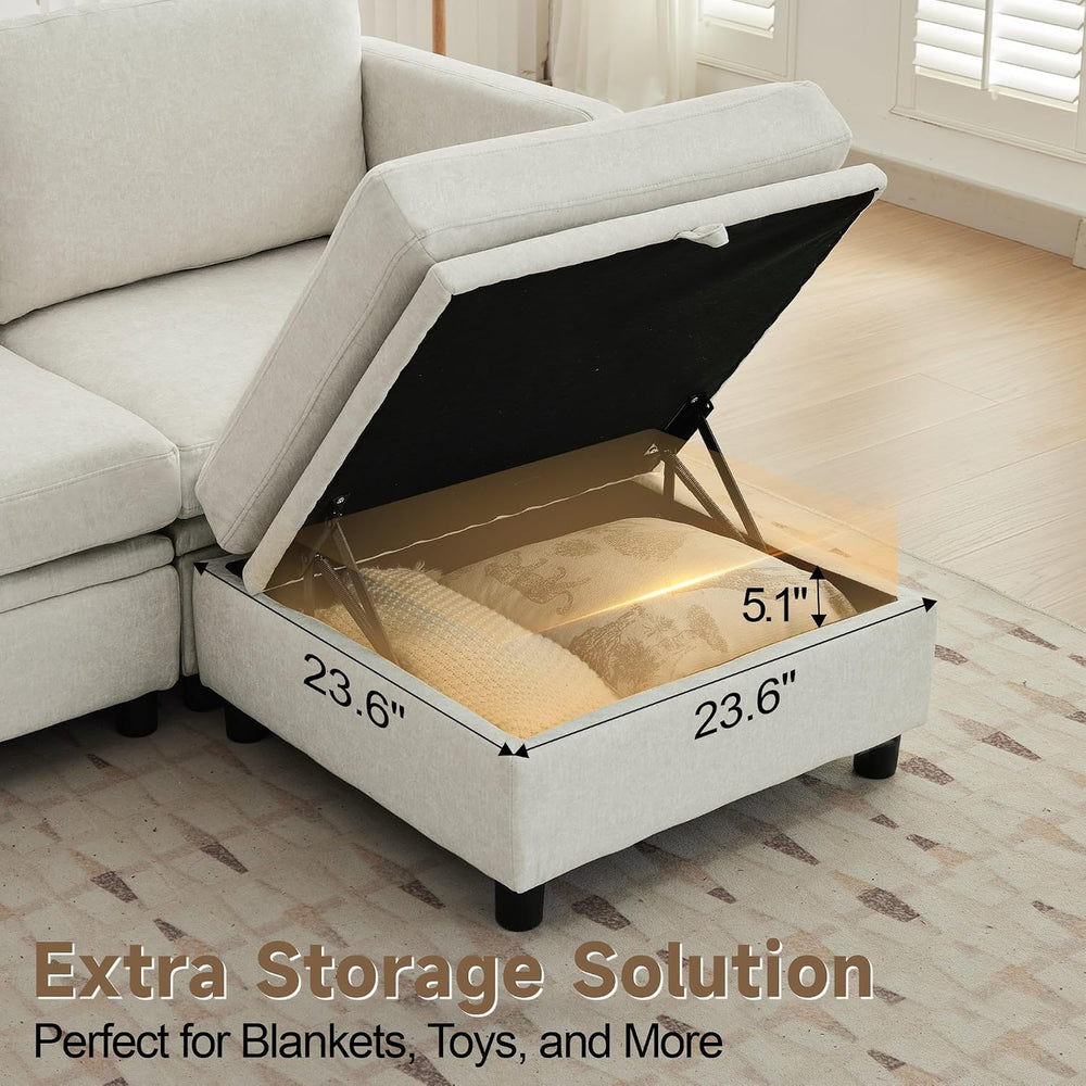 Korser Ottoman Module for Modular Sectional Sofa, Storage Ottoman Seat for Co...