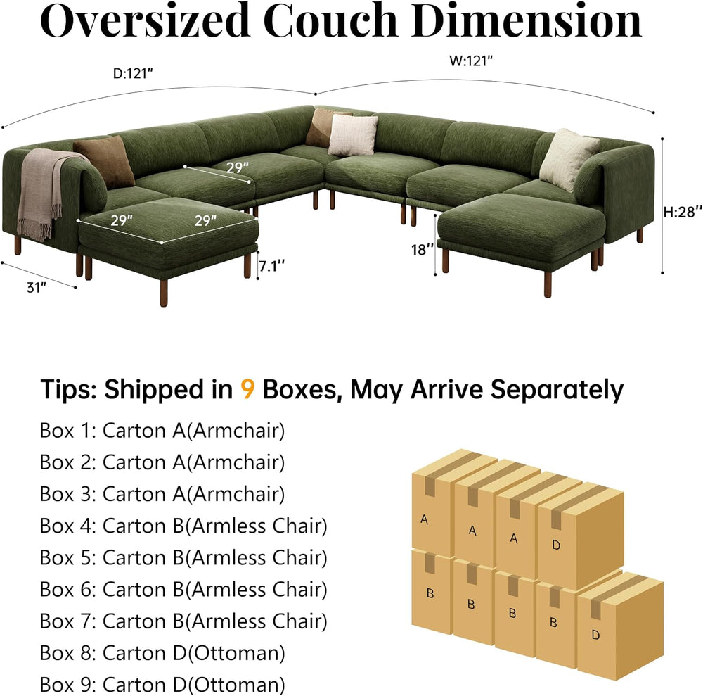 Cloud Sectional Couches for Living Room,Modular Sectional Sofa,Green | Extra ...