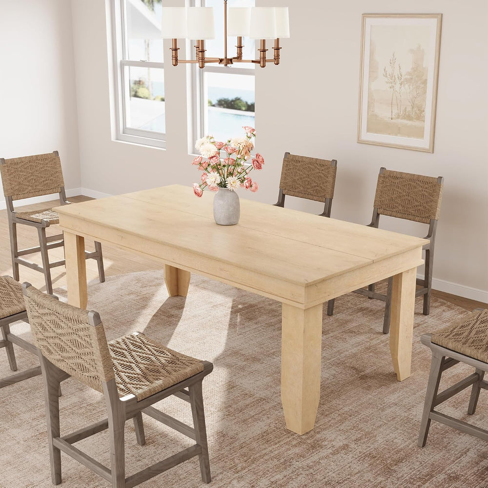 GarveeHome Farmhouse Dining Table for 4-6 People, 63 in Long Kitchen Tables w...