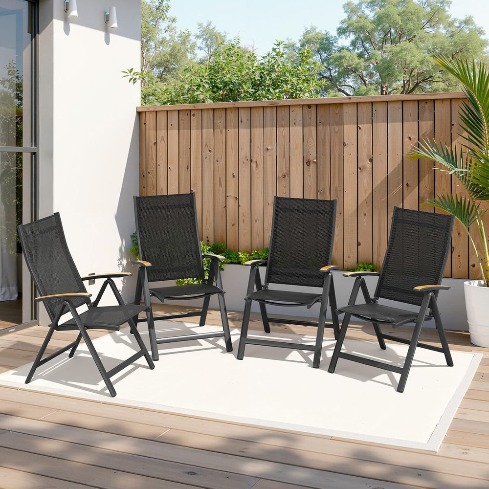 Crestlive Products Folding Patio Chairs Set of 2, 8-Level Adjustable Outdoor ...