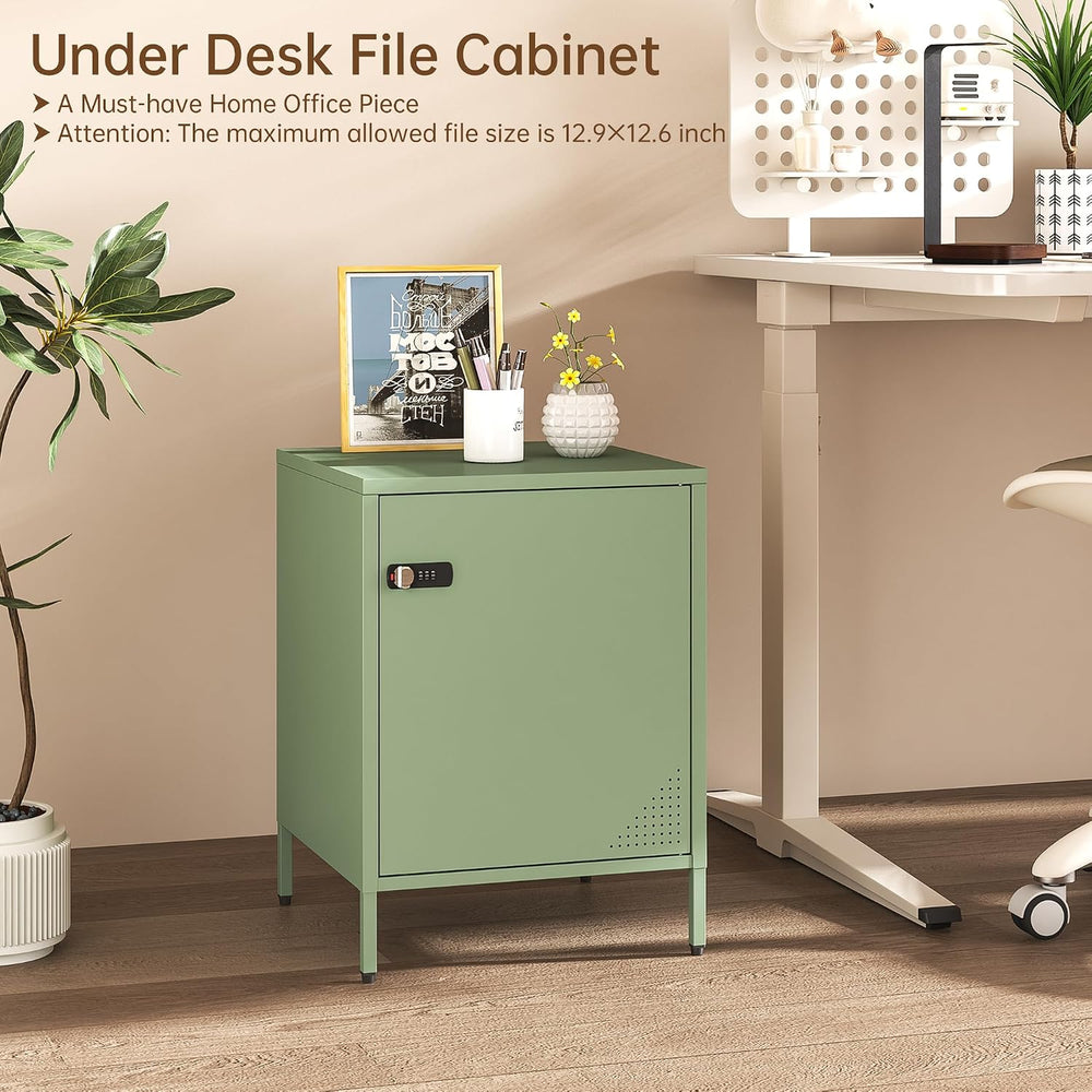 Steehoom Locker Nightstand Metal End Table Single Door Bedside Cabinet Lockab...