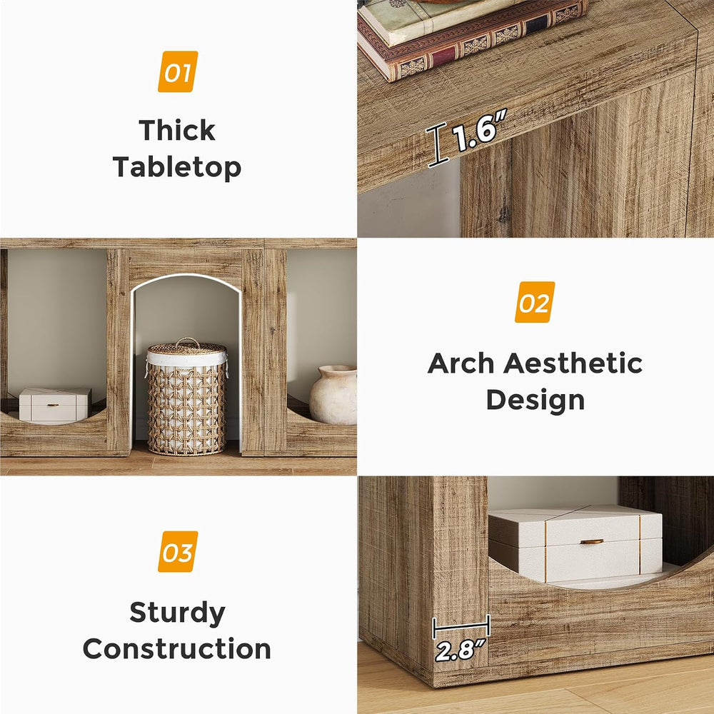 70.9" Farmhouse Console Table, Accent Sofa Table with Arched Design | Mo...