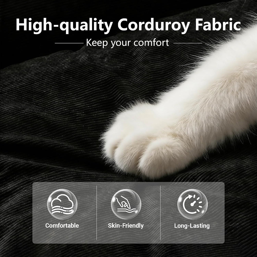 39" Modular Single Cloud Sofa, Corduroy Corner Chair Left Arm Module(Black)