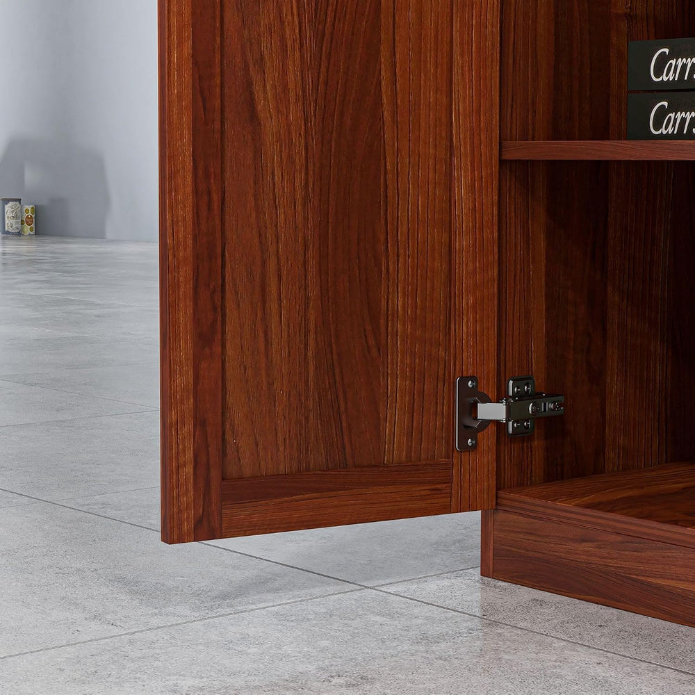 Modern 63 inch Pantry Storage Cabinet with Two Doors and Five Tier Shelves Fo...