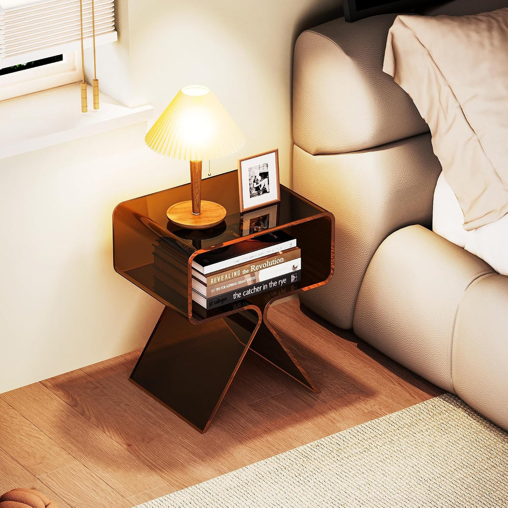 Acrylic Nightstand Side Table Modern Design Clear Home Decor Display End Tabl...