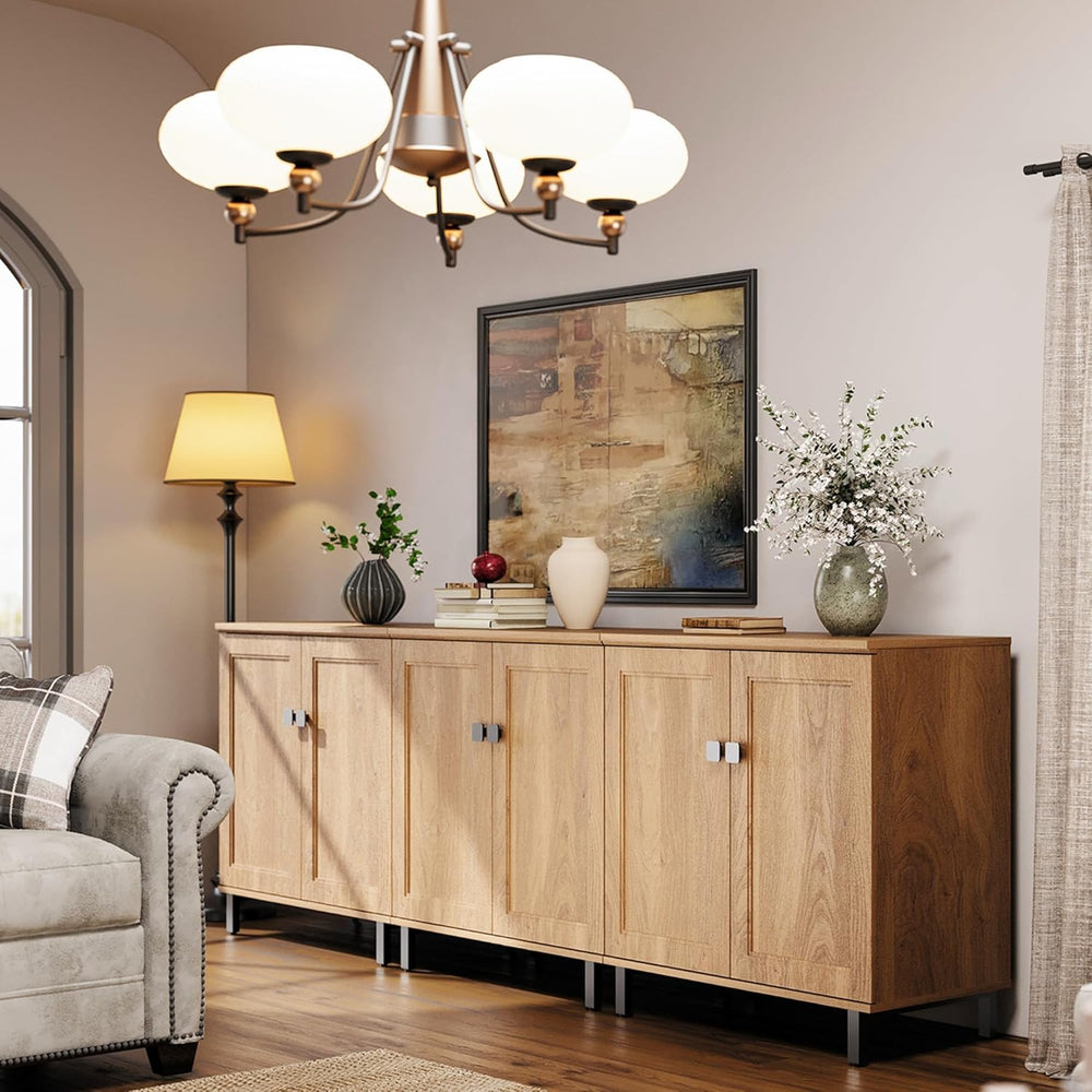 FENSULN Buffet Sideboard Cabinet Farmhouse Modern 3 in1 Storage Cabinet with ...