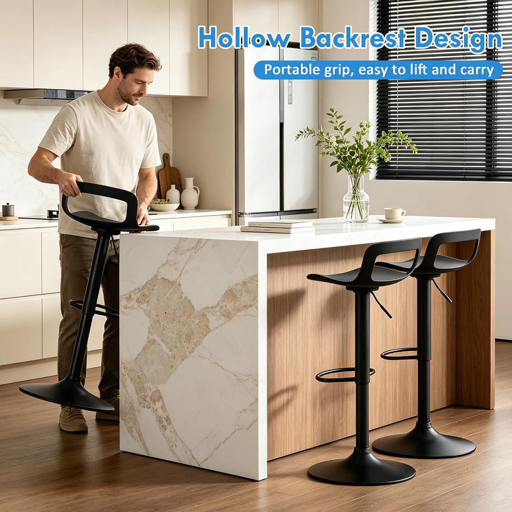 LSSPAID Bar Stools Set of 3, Adjustable Height 360° Swivel Bar Stools with Ba...