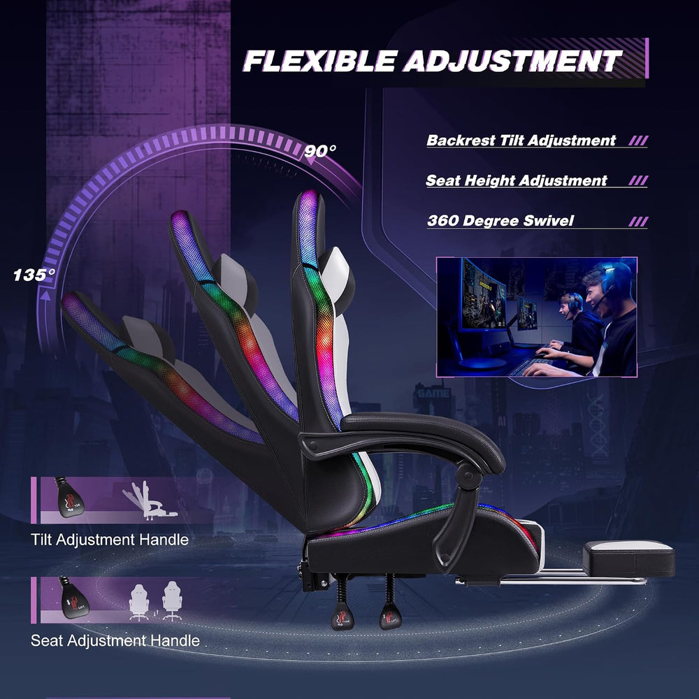 Homall Gaming Chair, Video Game Chair with Footrest and Massage Lumbar Suppor...