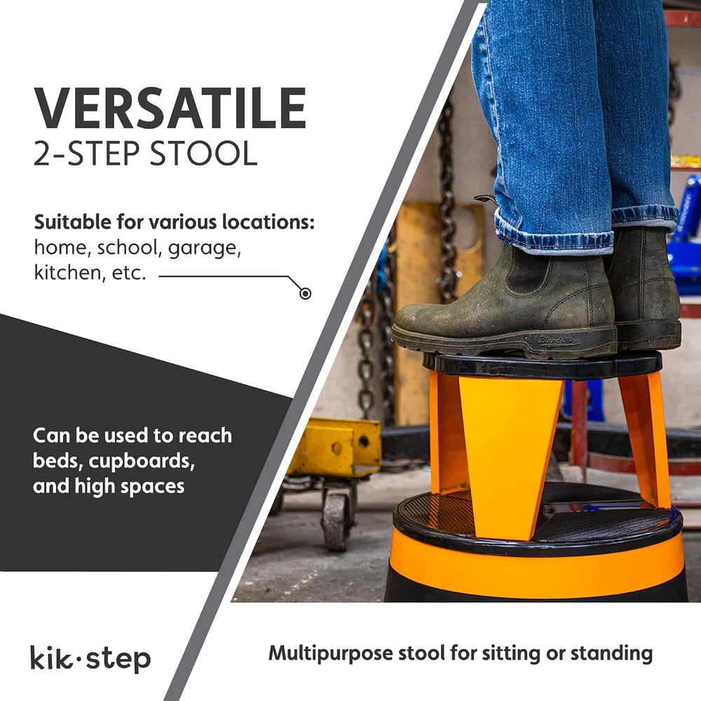 Cramer Kik Step Steel Step Stool - Two Step Stool, Holds 350 lbs (Silvertone)