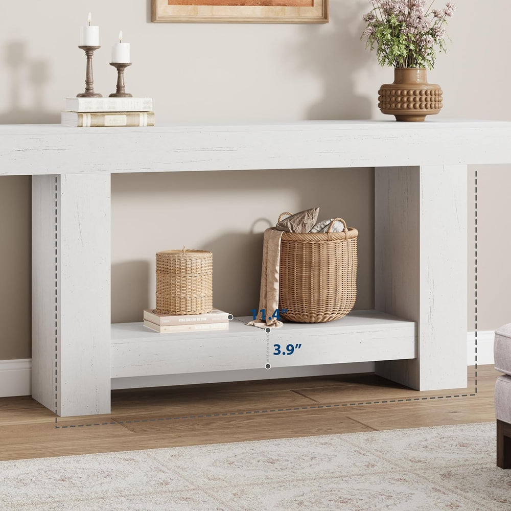 GAOMON 63" Farmhouse Console Table for Entryway - 2-Tier Storage Shelf, ...
