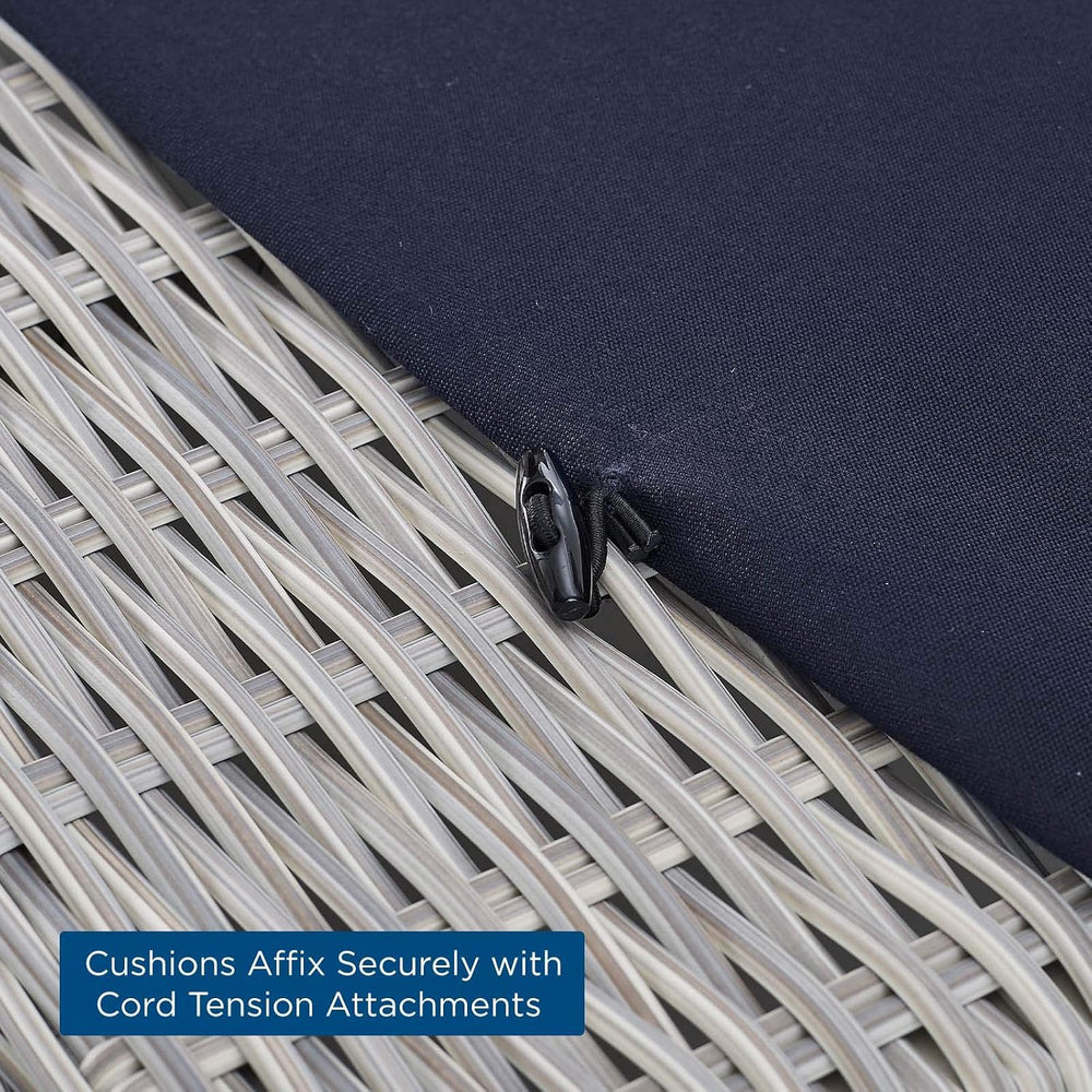 Conway Sunbrella® Outdoor Patio Wicker Rattan Ottoman in Light Gray Navy