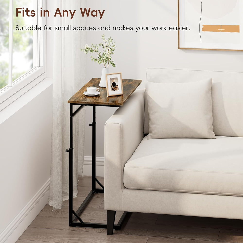 Vagusicc C Shaped End Table, Tall Side Table for Couch, C-Table End Table Adj...