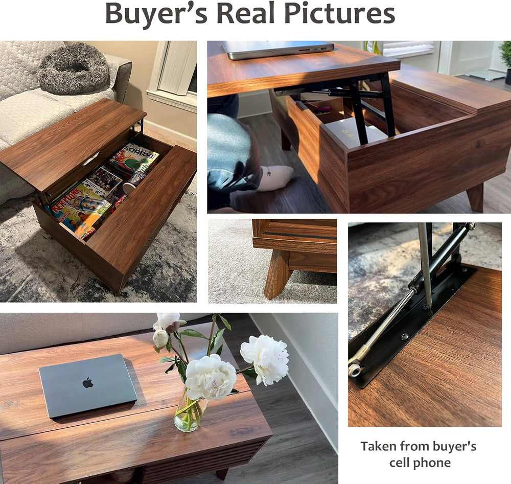 HAIOOU Lift Top Coffee Table with Storage for Living Room 35.4" Walnut