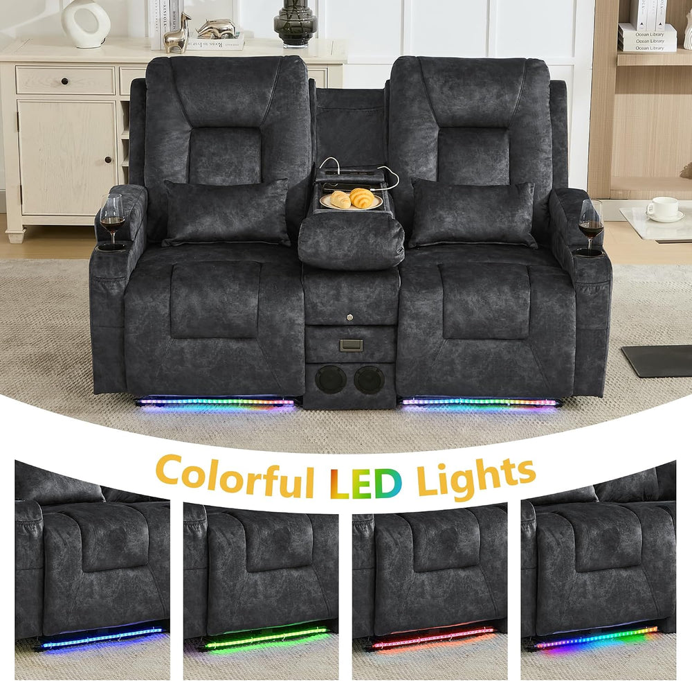 URRED Wall Hugger Power Reclining Loveseat Sofa,Gray:68.1" - 2 Seats