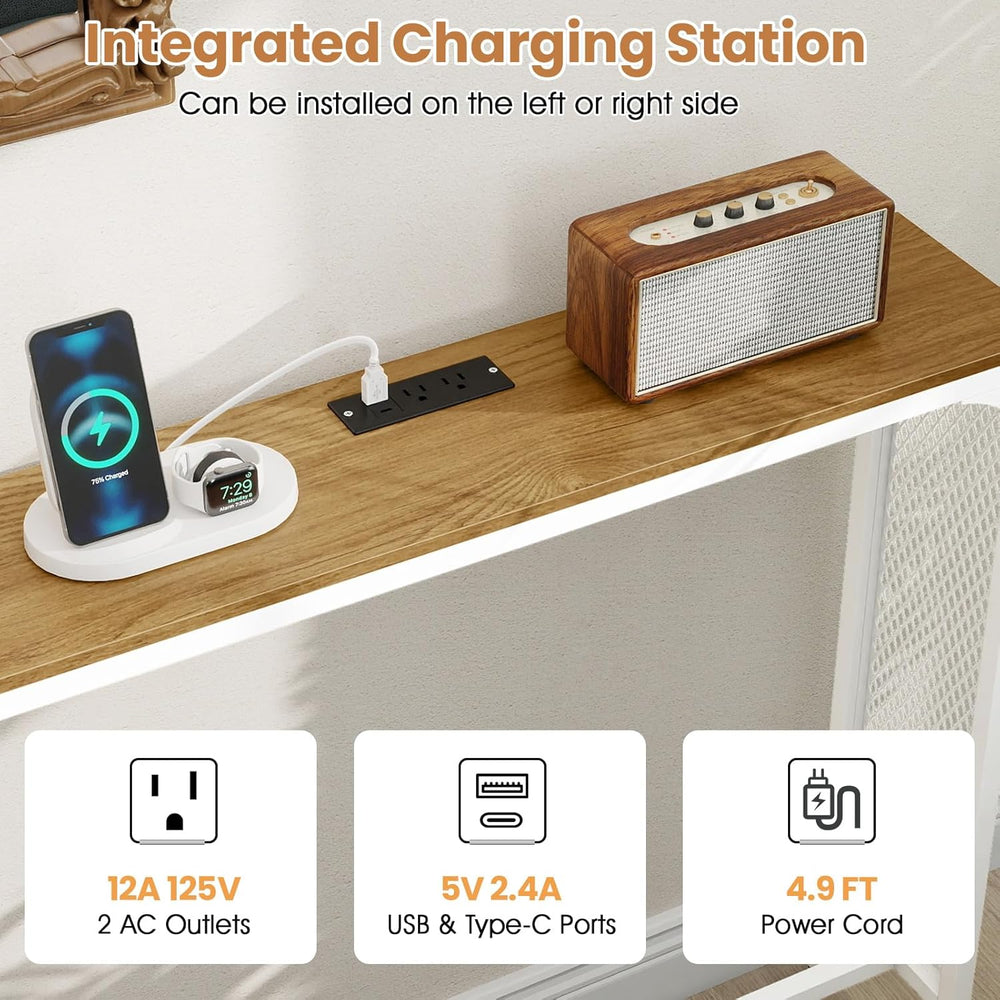 GIANTEX 71" Narrow Console Table with 2 Power Outlets and USB-C Ports | ...