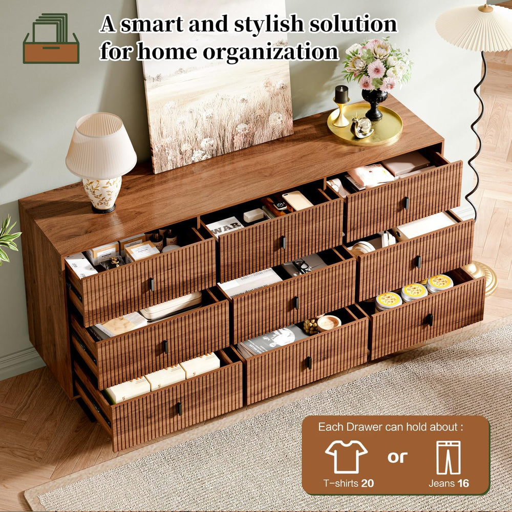 Chrangmay Modern Chest of Drawers with 9 Drawers,Deep Drawers,Clothes Organiz...