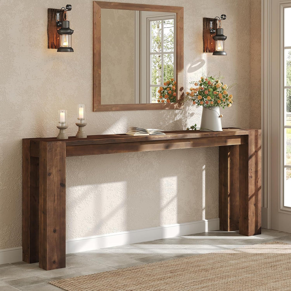 Solid Wood Console Table for Entryway, 70.9-Inch Extra Long Farmhouse Sofa Ta...