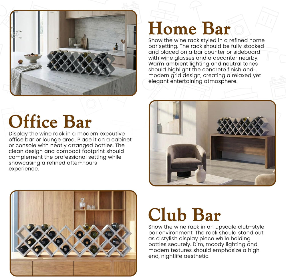 Kings Brand Furniture 30-Bottle Wine Rack – Geometric Grid Design, Modern Cou...