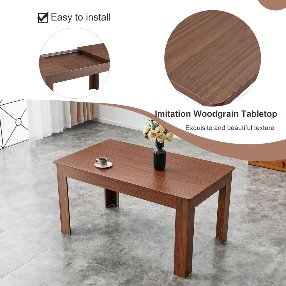 Extendable Dining Table for 4-10 People|59-87 Inch Rectangular Kitchen & ...