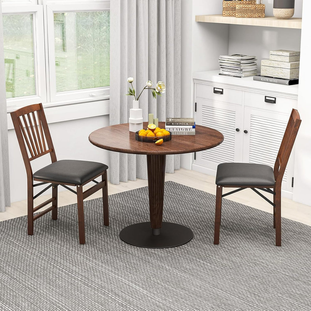 GIANTEX Folding Dining Chairs Set of 4, Foldable Wood Kitchen Chairs with Pad...