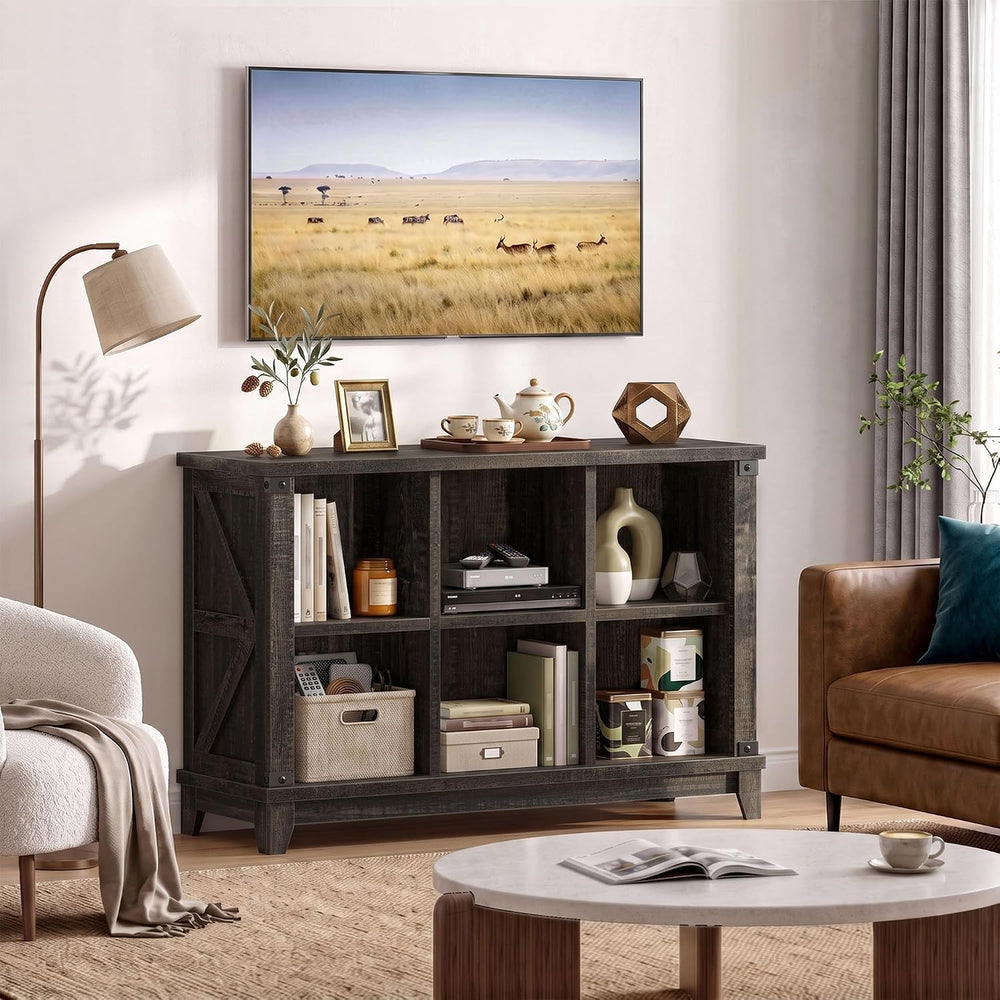 EnHomee Wooden 6 Cube Storage Organizer, Farmhouse Storage for Living Room