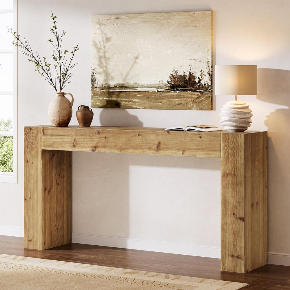 Solid Wood Console Table, 63-Inch Farmhouse Sofa Table Behind Couch for Entry...