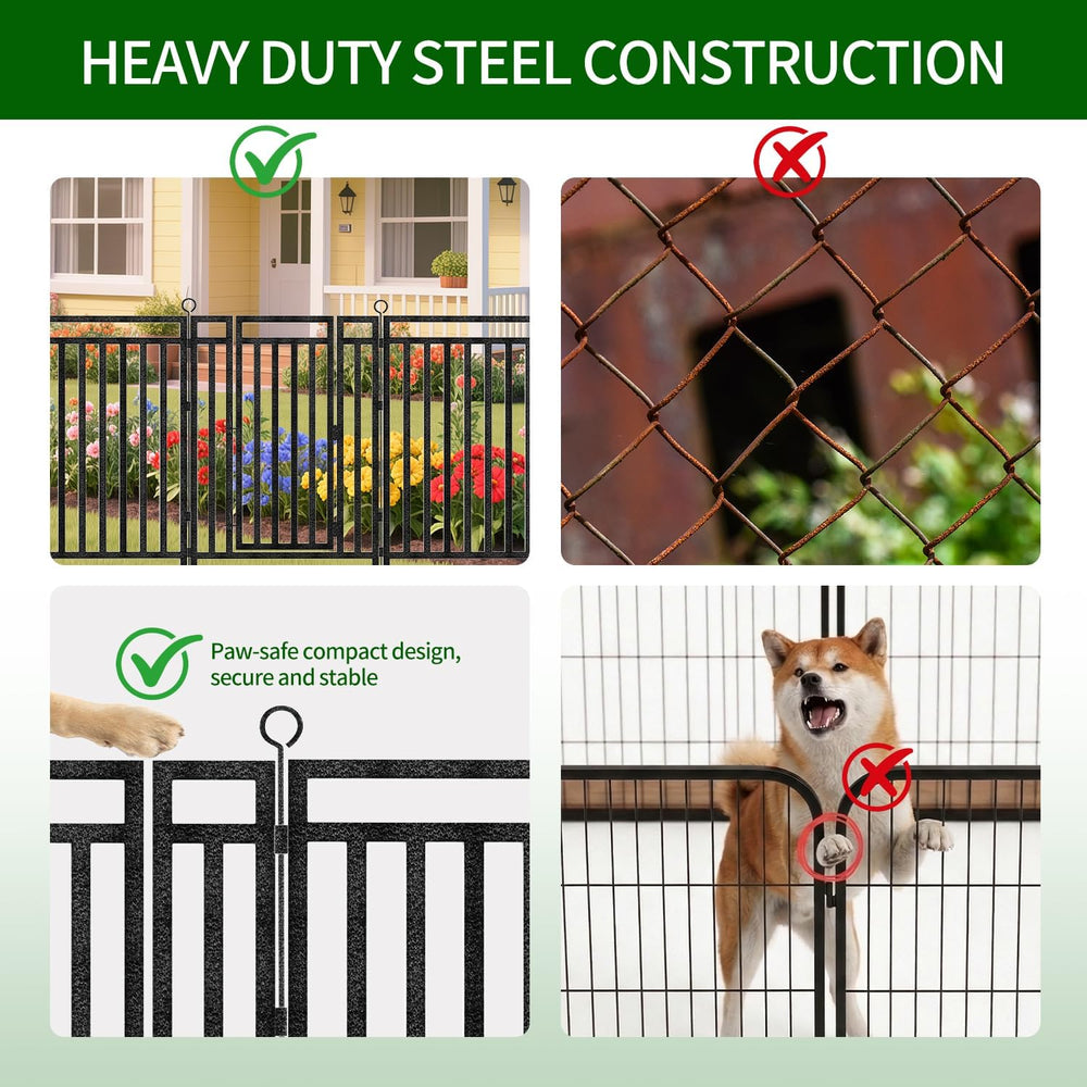 Decorative Garden Fence Metal Dog Fence Outdoor, 40in (H) x 108ft (L), 42 Pan...