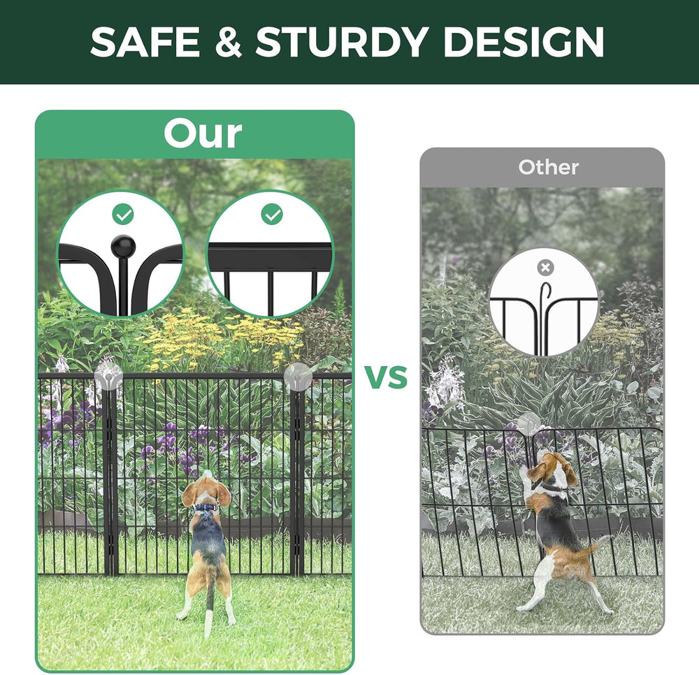 FXW No Dig Garden Fence, Outdoor for Yard, 24in(H) x 7.6ft(L), 4 Panels